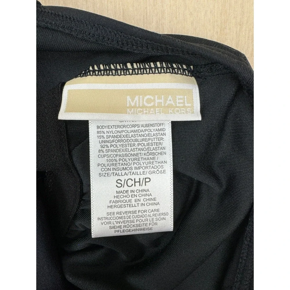 Y2K Michael Michael Kors Gold Logo Cruise Black Swing Dress Sz S‎ Small Halter